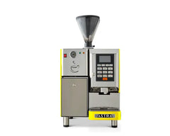 Astra: Super Automatic Espresso Machine, One Step Double Hopper with Refrigerator 110V SM-111-1- yellow www.yourespressomachines.com