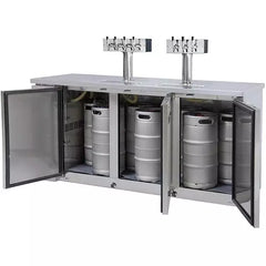 Kegco 72" Wide Triple Tap Stainless Steel Commercial Kegerator