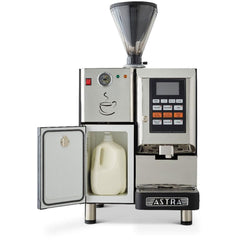 Astra: Super Automatic Espresso Machine, One Step Double Hopper with Refrigerator 110V SM-222- with milk jug www.yourespressomachines.com